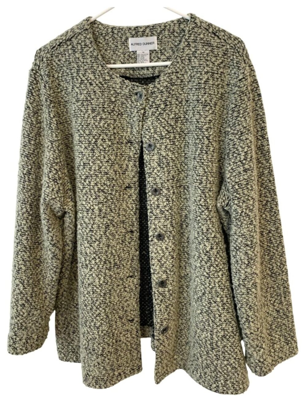 Alfred Dunner Womens 18 Wool Blend Cardigan Jacket Textured Boucle Sweater